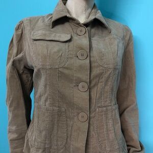 Vtg Y2K Fitted Cute Top Stitched Honey Brown Corduroy Jacket DOLLHOUSE~Jrs M